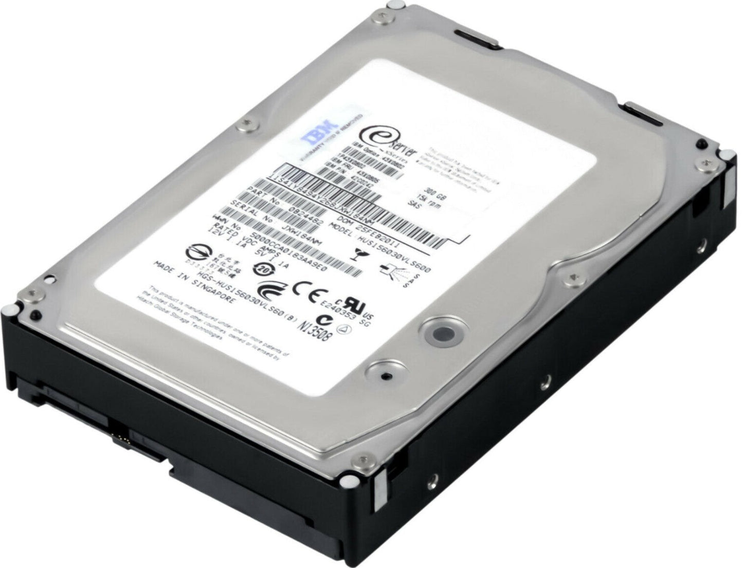 HARD DRIVE, 300GB 3.5" 15K 16MB SAS 6GB/S, HUS156030VLS600, Refurbished Information Technology DEX