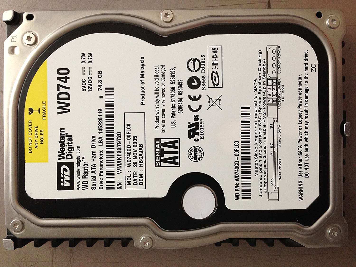 HARD DRIVE, 74GB 3.5" 10K SATA Information Technology DEX 