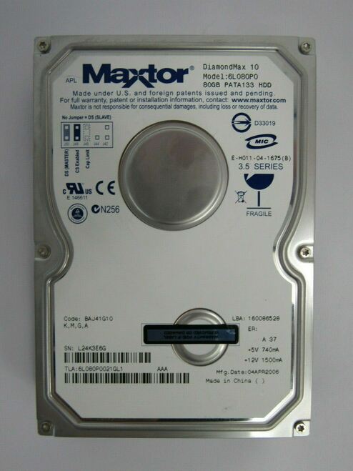 HARD DRIVE, 80GB 3.5" 7200RPM PATA Information Technology DEX 