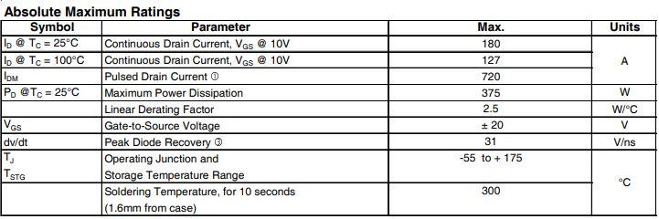 IC, Infineon, MOSFET, 100V 180A 4.7mOhm 143nC, IRFSL4010PBF - DEX