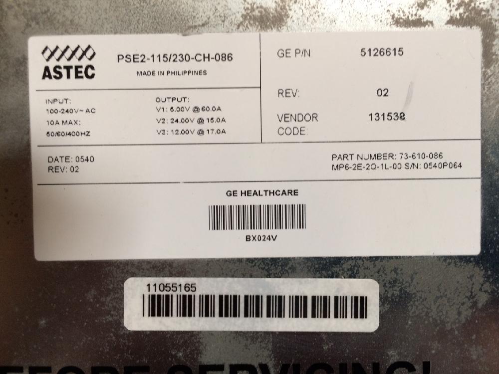 POWER SUPPLY, ASTEC 5-12-24V Medical DEX 